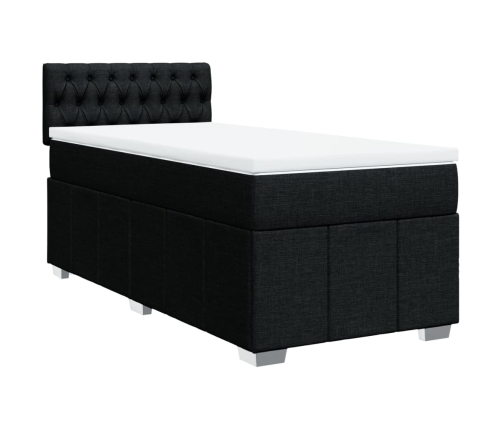 Cama box spring con colchón tela negro 100x200 cm