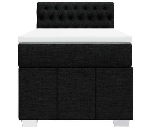 Cama box spring con colchón tela negro 100x200 cm