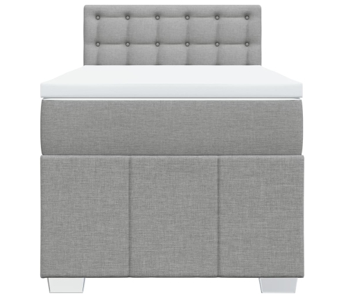 Cama box spring con colchón tela gris claro 100x200 cm