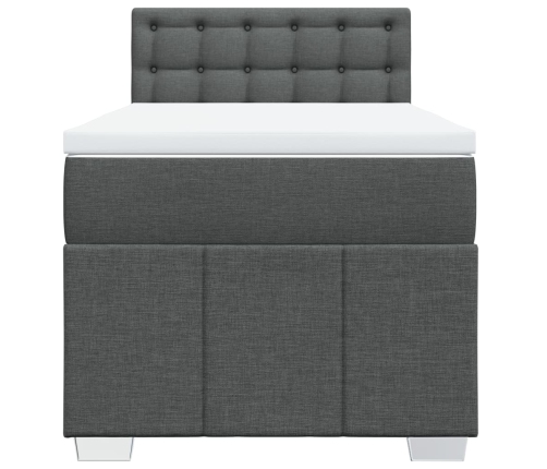 Cama box spring con colchón tela gris oscuro 100x200 cm