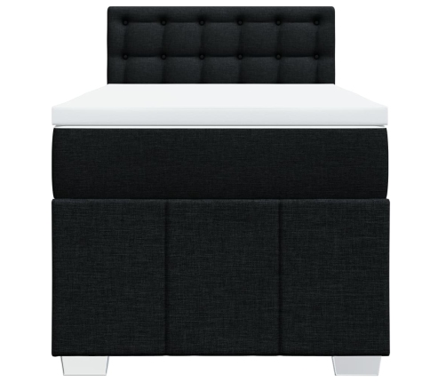 Cama box spring con colchón tela negro 100x200 cm