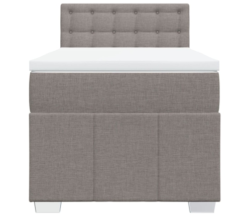 Cama box spring con colchón tela gris taupe 100x200 cm