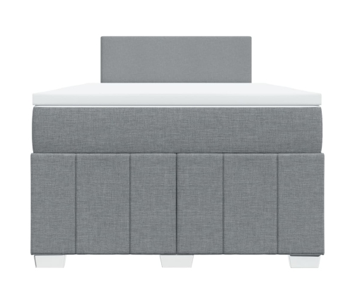 Cama box spring con colchón tela gris claro 120x190 cm