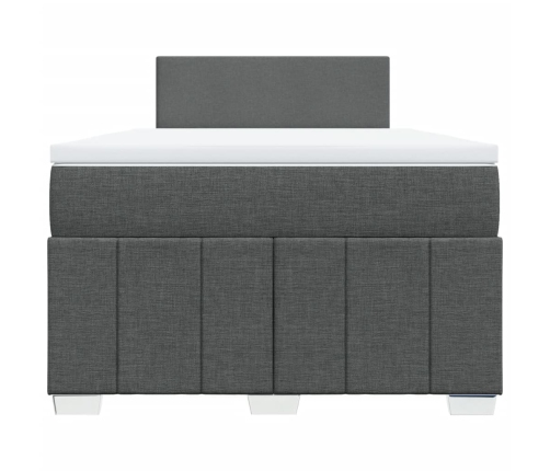 Cama box spring con colchón tela gris oscuro 120x190 cm