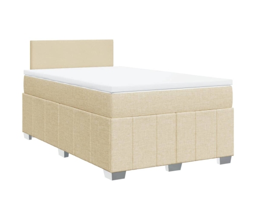 Cama box spring con colchón tela color crema 120x190 cm