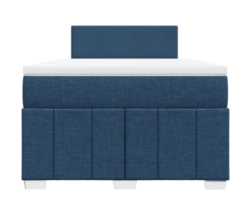 Cama box spring con colchón tela azul 120x190 cm