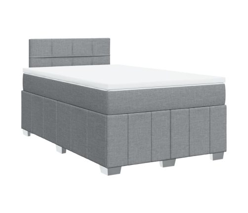 Cama box spring con colchón tela gris claro 120x190 cm