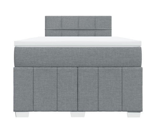 Cama box spring con colchón tela gris claro 120x190 cm