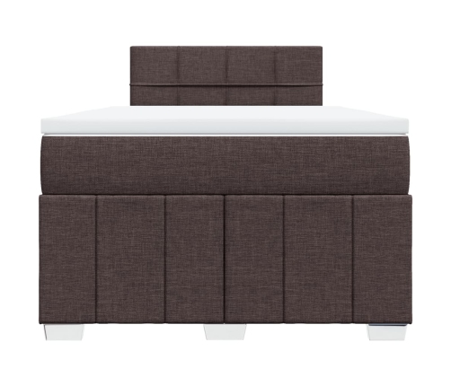 Cama box spring con colchón tela marrón oscuro 120x190 cm