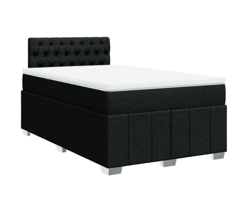 Cama box spring con colchón tela negro 120x190 cm