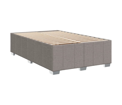 Cama box spring con colchón tela gris taupe 120x190 cm