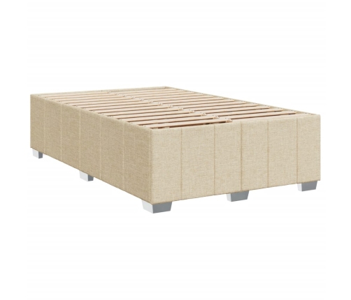 Cama box spring con colchón tela color crema 120x190 cm