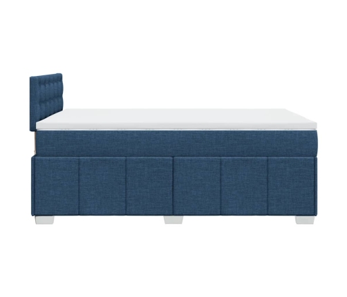 Cama box spring con colchón tela azul 120x190 cm