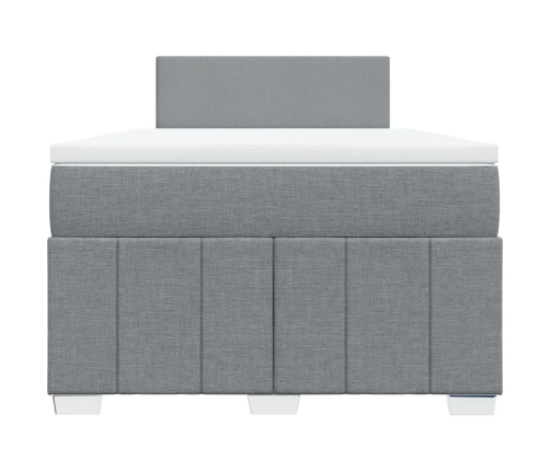 Cama box spring con colchón tela gris claro 120x200 cm