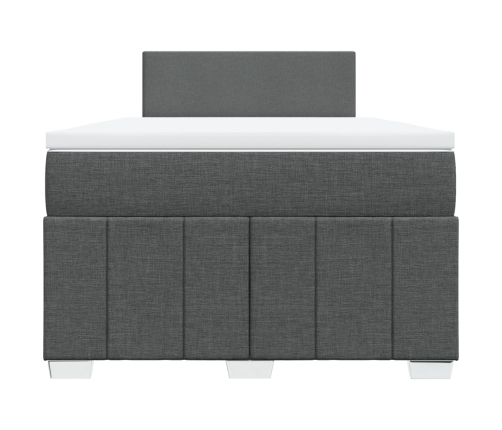 Cama box spring con colchón tela gris oscuro 120x200 cm