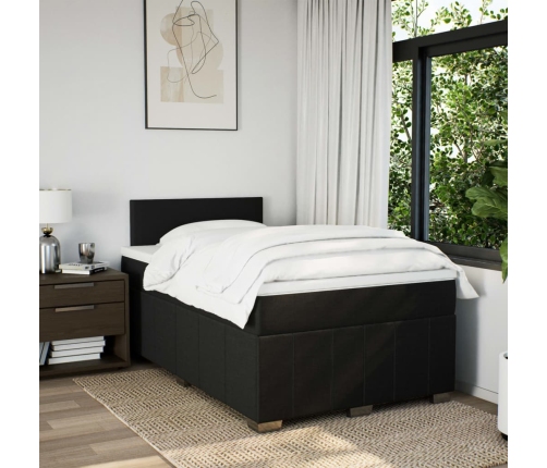 Cama box spring con colchón tela negro 120x200 cm
