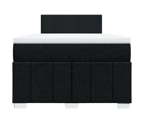 Cama box spring con colchón tela negro 120x200 cm