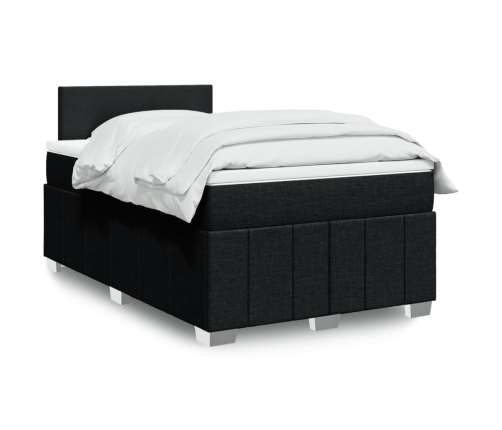 Cama box spring con colchón tela negro 120x200 cm