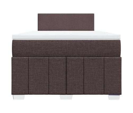 Cama box spring con colchón tela marrón oscuro 120x200 cm
