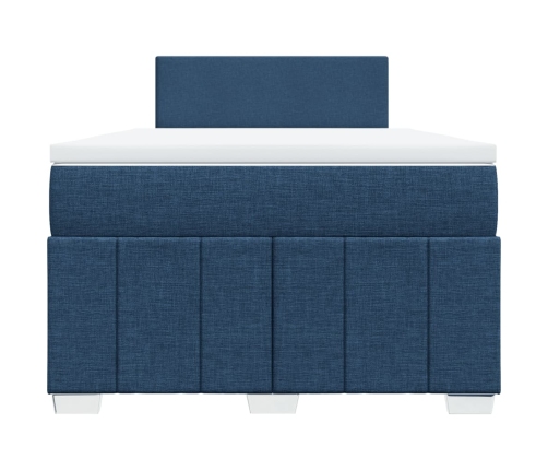 Cama box spring con colchón tela azul 120x200 cm