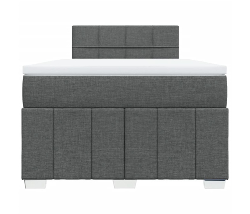 Cama box spring con colchón tela gris oscuro 120x200 cm