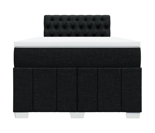 Cama box spring con colchón tela negro 120x200 cm