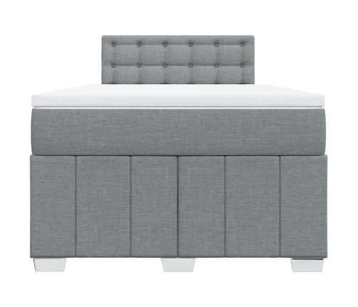 Cama box spring con colchón tela gris claro 120x200 cm