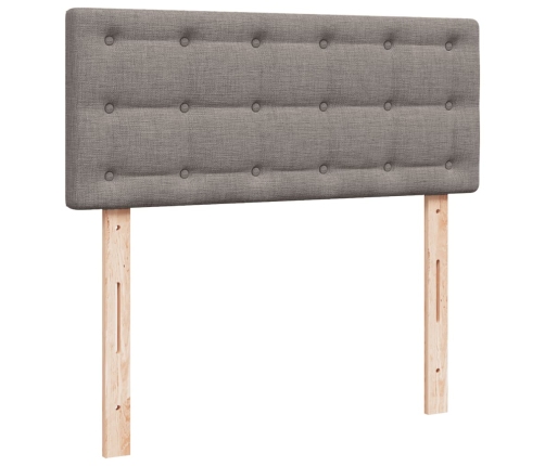 Cama box spring con colchón tela gris taupe 120x200 cm