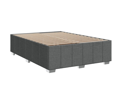 Cama box spring con colchón tela gris oscuro 140x190 cm