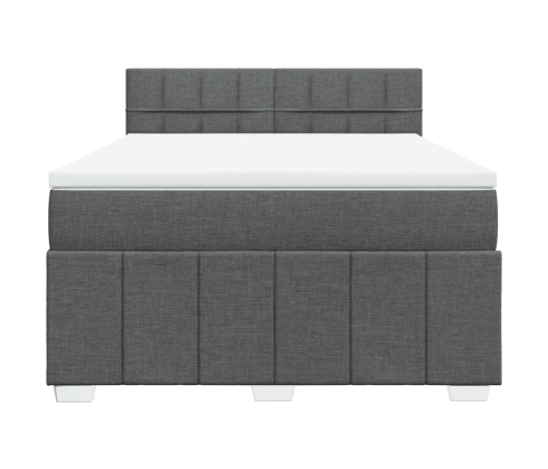 Cama box spring con colchón tela gris oscuro 140x190 cm