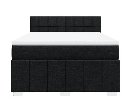 Cama box spring con colchón tela negro 140x190 cm