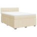 Cama box spring con colchón tela color crema 140x190 cm