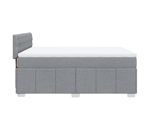 Cama box spring con colchón tela gris claro 140x190 cm