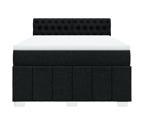 Cama box spring con colchón tela negro 140x190 cm
