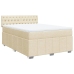 Cama box spring con colchón tela color crema 140x190 cm