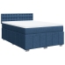 Cama box spring con colchón tela azul 140x190 cm