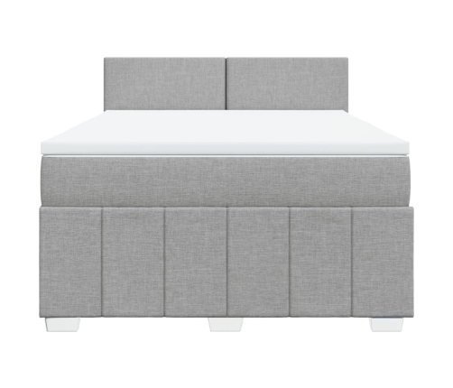 Cama box spring con colchón tela gris claro 140x200 cm