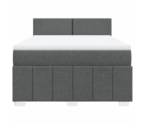 Cama box spring con colchón tela gris oscuro 140x200 cm