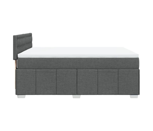 Cama box spring con colchón tela gris oscuro 140x200 cm