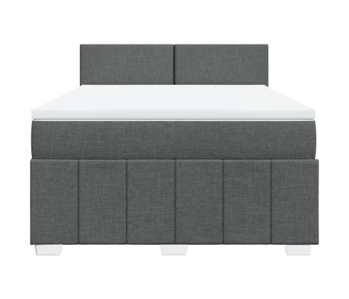 Cama box spring con colchón tela gris oscuro 160x200 cm