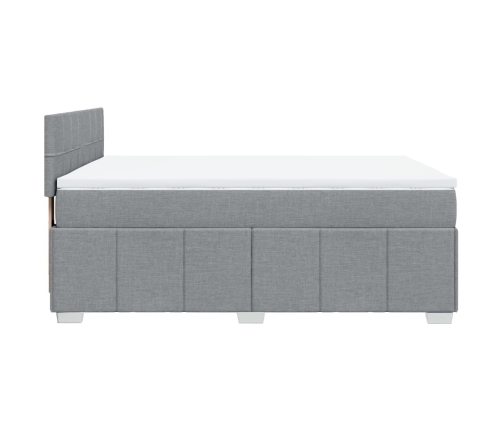 Cama box spring con colchón tela gris claro 160x200 cm