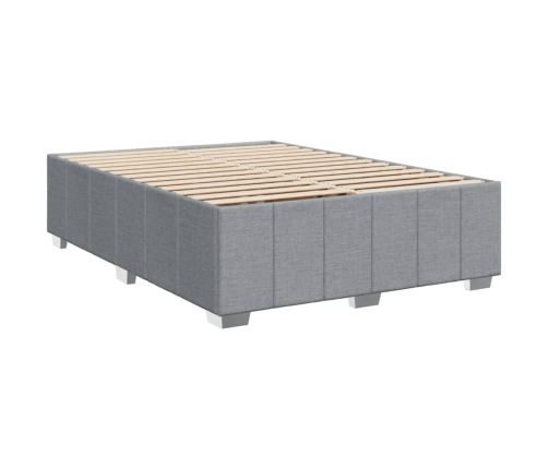 Cama box spring con colchón tela gris claro 160x200 cm