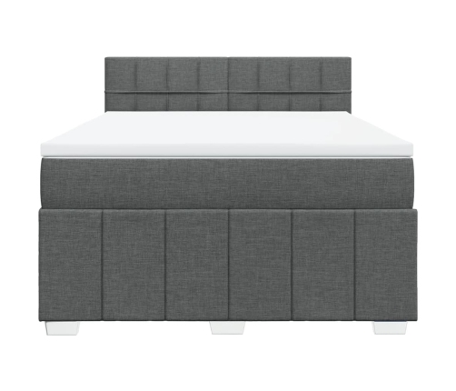 Cama box spring con colchón tela gris oscuro 160x200 cm