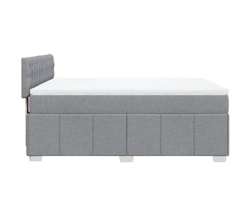 Cama box spring con colchón tela gris claro 160x200 cm