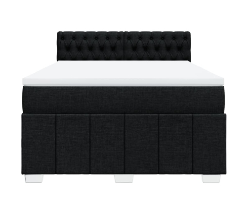 Cama box spring con colchón tela negro 160x200 cm