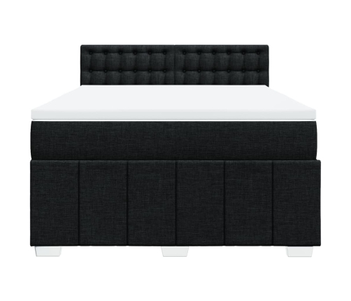 Cama box spring con colchón tela negro 160x200 cm