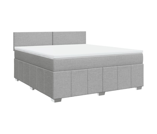 Cama box spring con colchón tela gris claro 180x200 cm