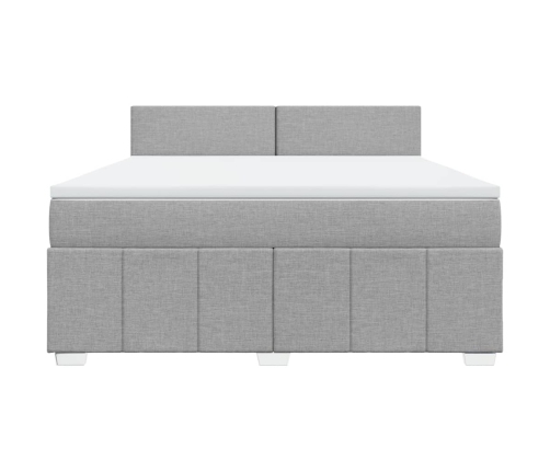 Cama box spring con colchón tela gris claro 180x200 cm