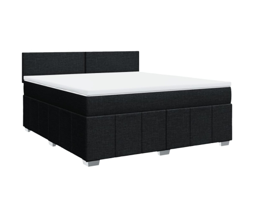 Cama box spring con colchón tela negro 180x200 cm