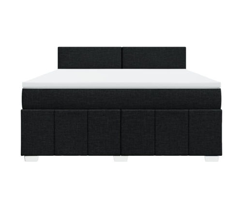 Cama box spring con colchón tela negro 180x200 cm